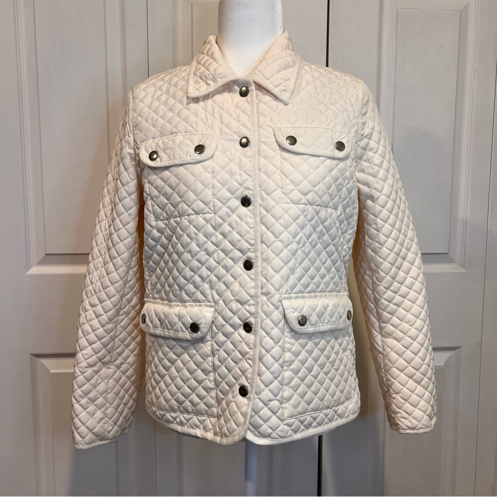 🍋 Charter Club Off White / Cream Quilted Jacket - Small Petite